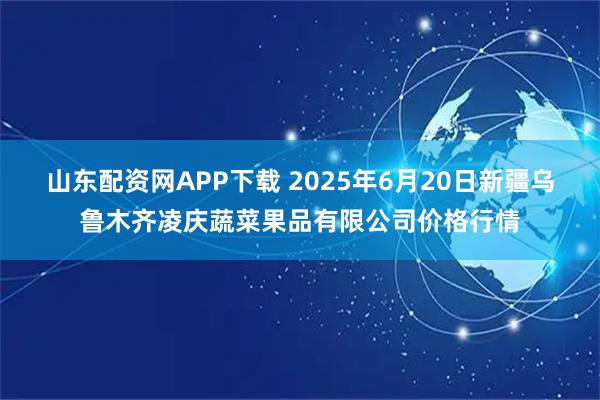 山东配资网APP下载 2025年6月20日新疆乌鲁木齐凌庆蔬菜果品有限公司价格行情